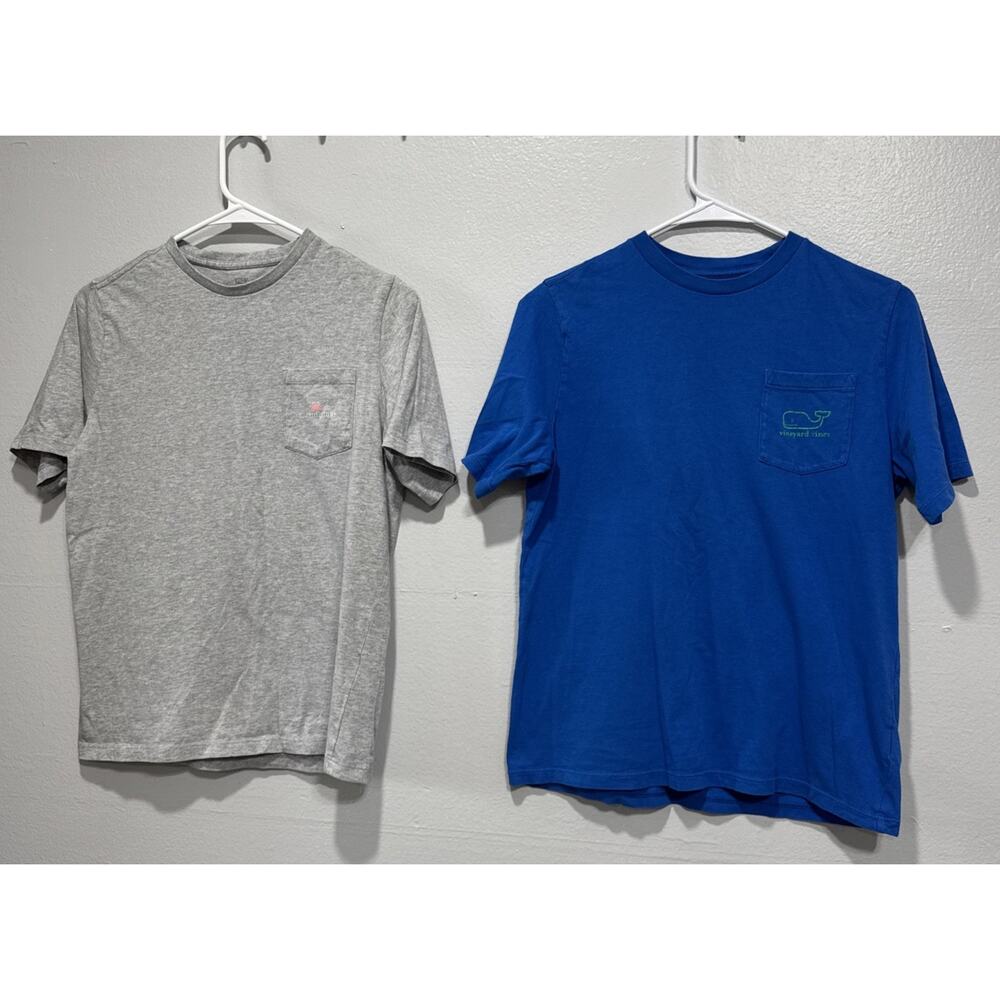 Vineyard Vines Boy T-Shirt Clothes Size L Short Sleeve Blue Gray Pockets